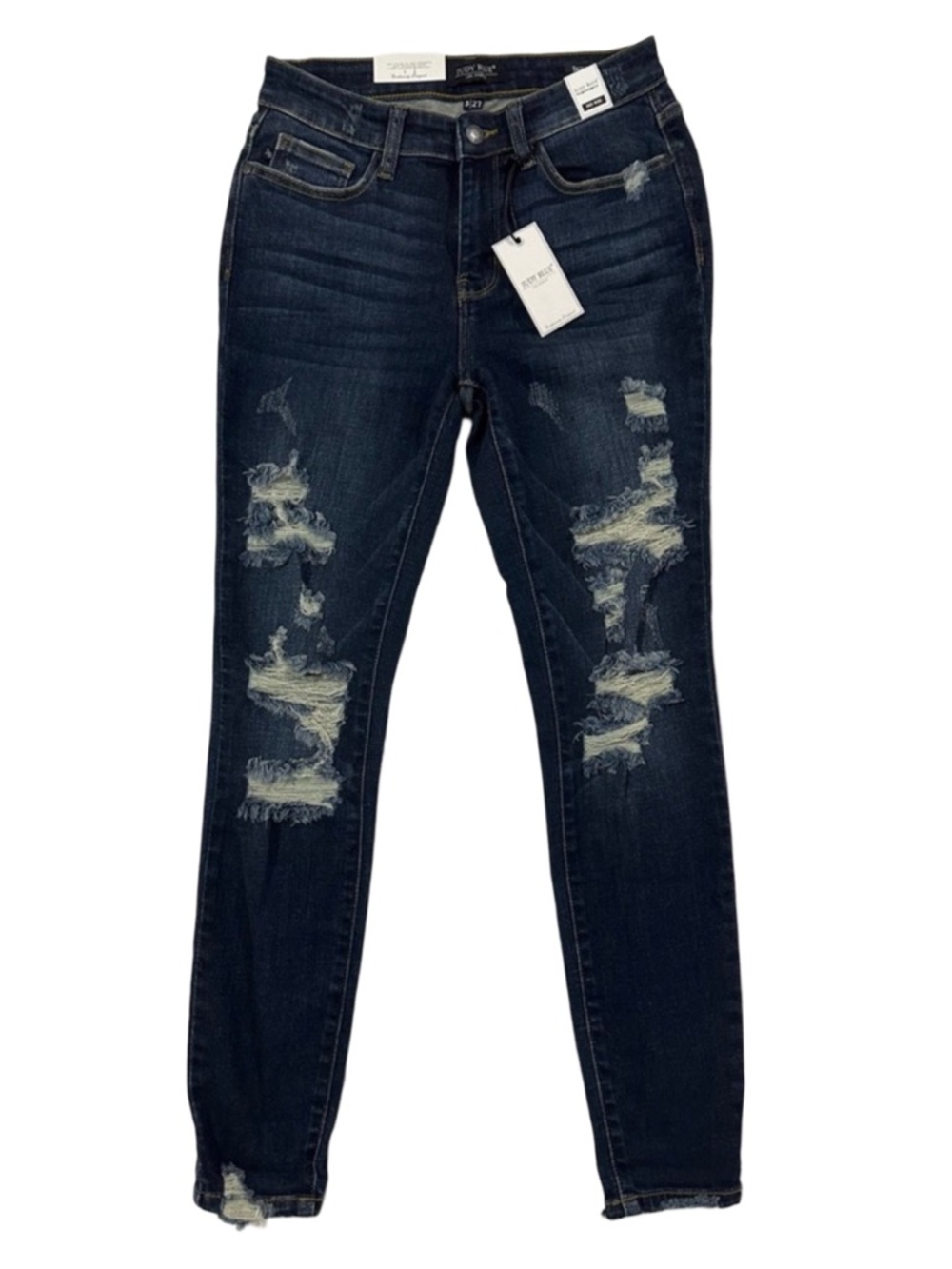Judy Blue NWT Distressed Skinny Jeans Mid Rise Dark Wash Size 5/27